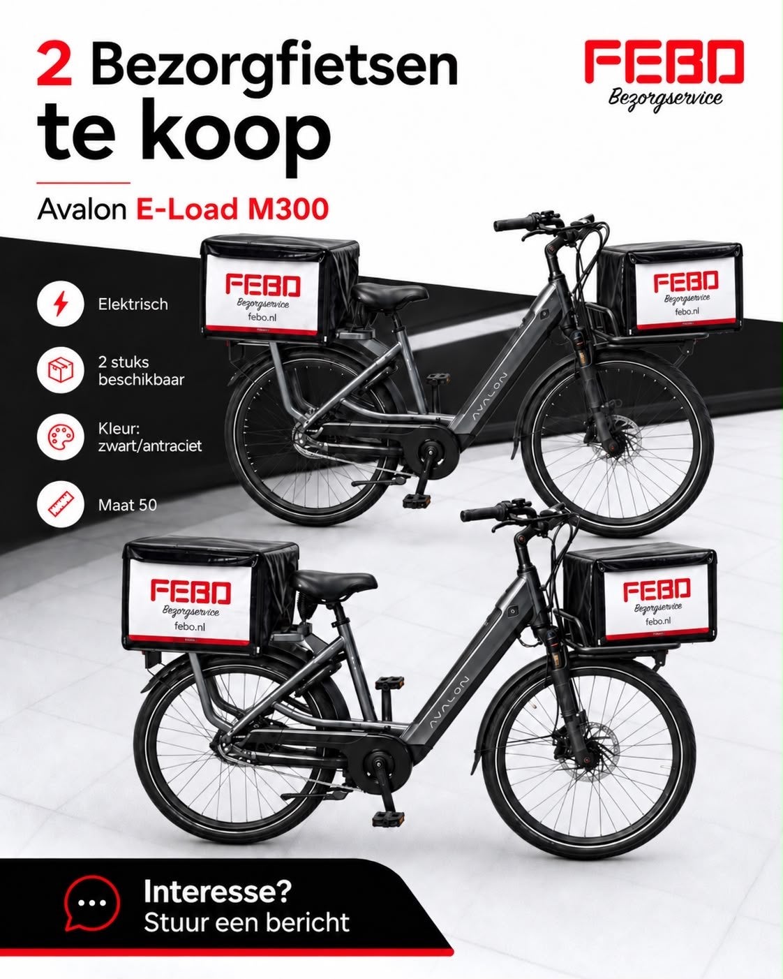 2 elektrische bezorgfietsen Avalon E-Load M300, Fietsen en Brommers, 51 tot 55 cm, Ophalen, Gebruikt, Overige merken