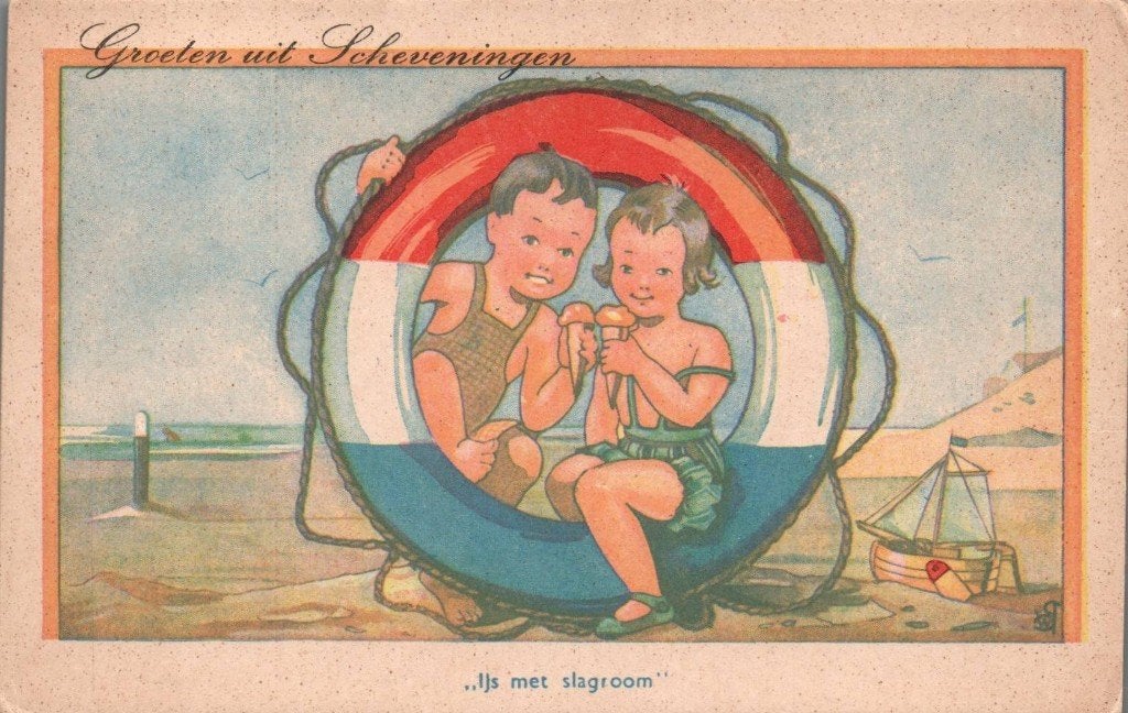 Groeten uit Scheveningen, IJs met slagroom, Ophalen of Verzenden, Voor 1920, Zuid-Holland