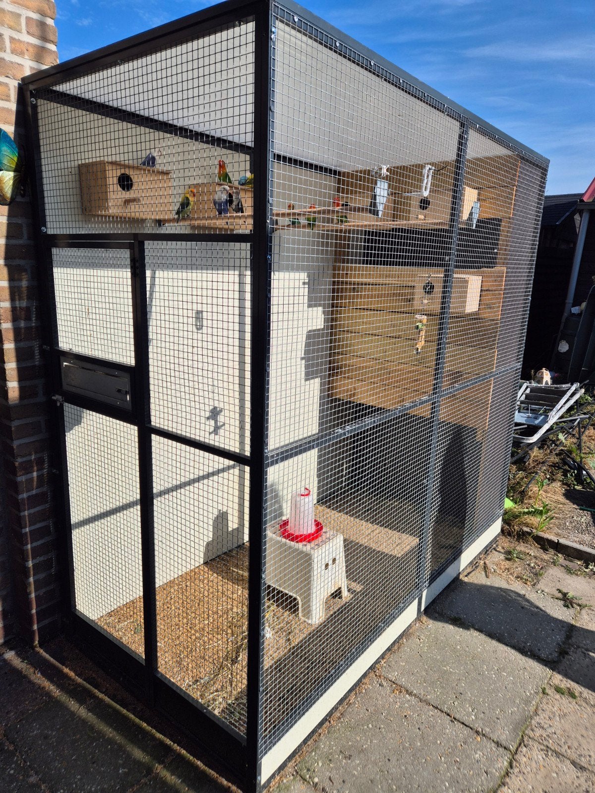 voliere 2x1 meter met dichte achterwant en dak., Dieren en Toebehoren, Vogels | Hokken en Kooien, Ophalen, Aluminium, Volière