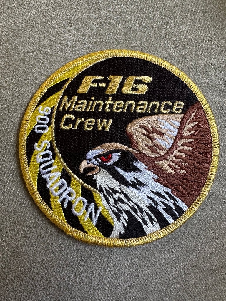 F-16 maintenance crew patch, Ophalen of Verzenden, Gebruikt, Patch, Badge of Embleem