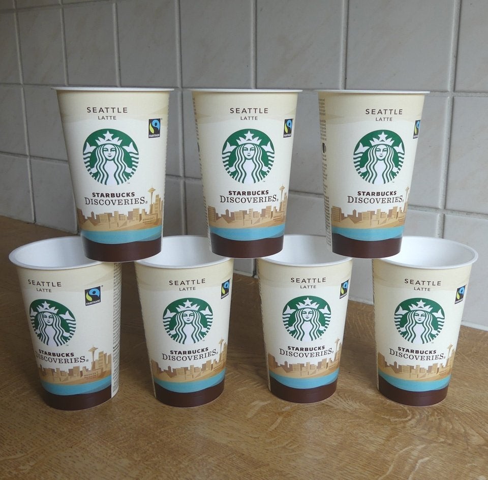 Starbucks plastic bekertjes Seattle Latte ongebruikt 7x, Ophalen of Verzenden, Nieuw, Gebruiksvoorwerp