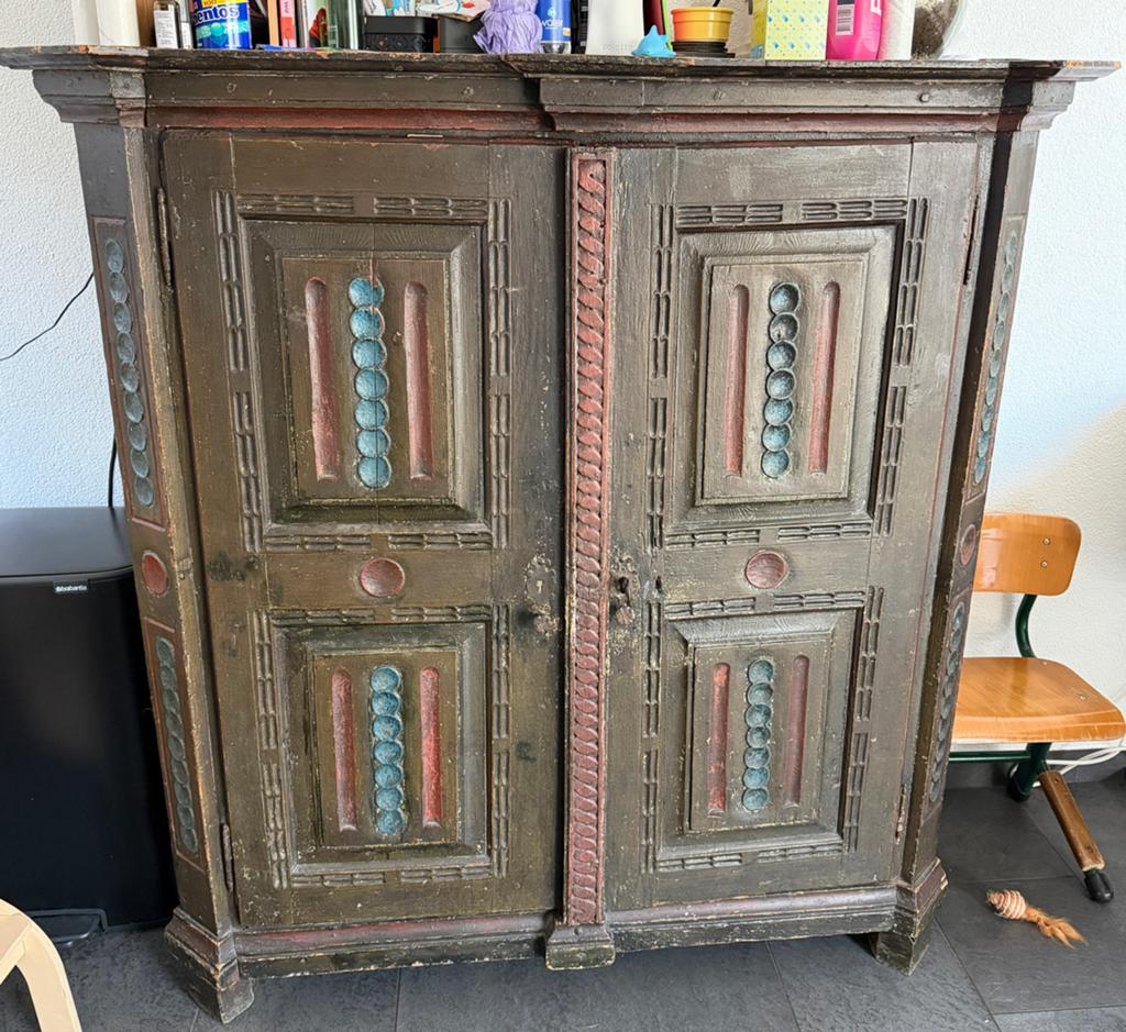 Vintage Duitse linnen kast uit 1800, Ophalen