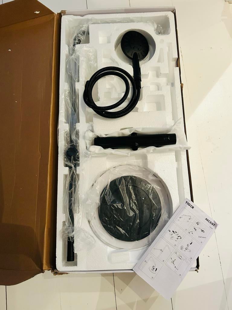 Tiger Sealskin Akcent zwarte regendoucheset, Ophalen of Verzenden, Zo goed als nieuw, Douche