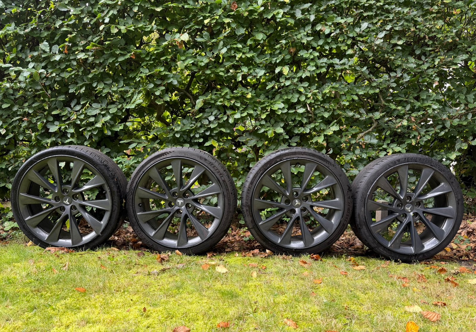 Tesla Twin Turbine Velgen 21 inch met zomerbanden, Ophalen, Gebruikt, 265 mm, Banden en Velgen