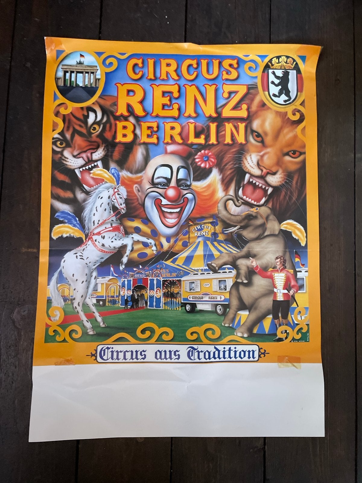 Vintage Circus Renz Berlin Poster - 30x43 cm, Verzamelen, Ophalen of Verzenden, A1 t/m A3, Overige onderwerpen, Rechthoekig Staand