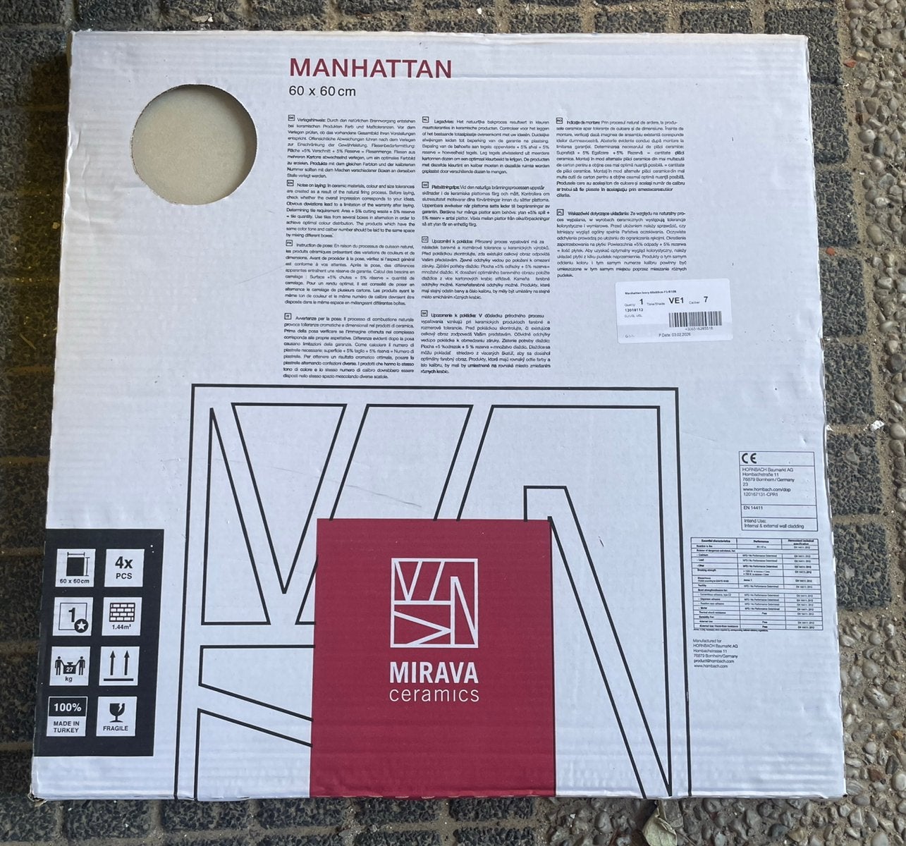 Mirava Manhattan Ivoor 30x60 60x60 tegels, Doe-het-zelf en Verbouw, Tegels, Ophalen of Verzenden, Nieuw