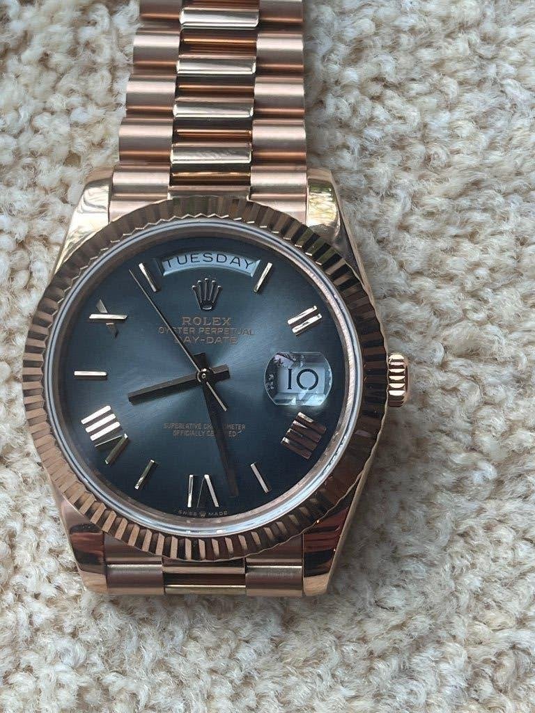 Rolex Day-Date Roségoud | Ombre black dail | 40mm, Rolex, Polshorloge, Nieuw, Ophalen of Verzenden