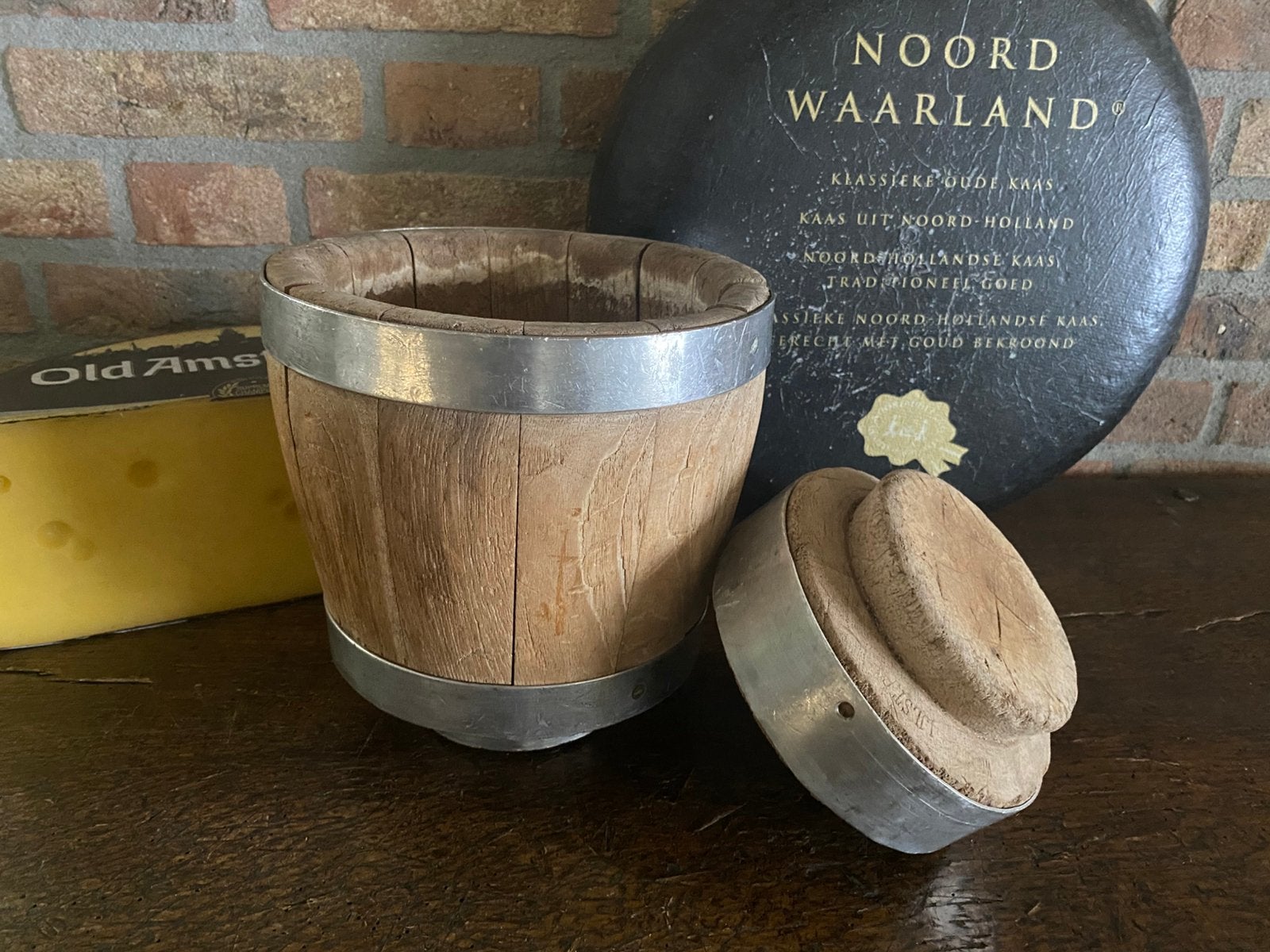 Vintage houten kaasvorm ( Kaaskop) incl. deksel, Ophalen of Verzenden