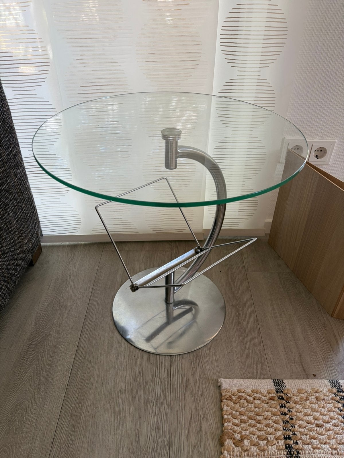 Glazen bijzettafel, Ophalen, Gebruikt, 50 tot 100 cm, Rond