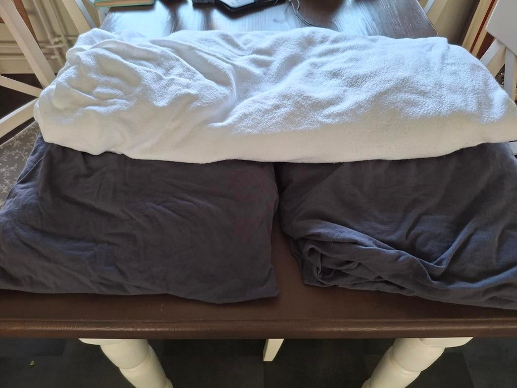2 persoons Set Hoeslaken en molton voor frans bed rechts, Caravans en Kamperen, Caravan accessoires, Ophalen of Verzenden