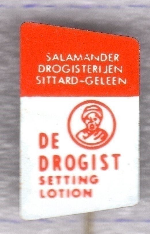 Speldje SALAMANDER DROGISTERIJEN SITTARD GELEEN DE DROGIST, Ophalen of Verzenden, Gebruikt, Overige onderwerpen