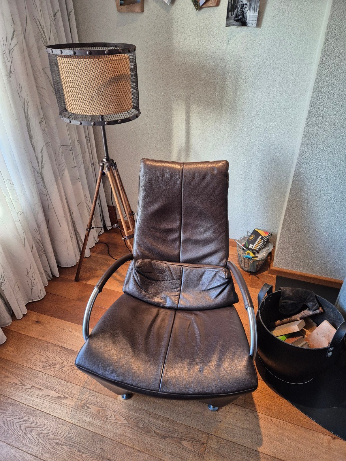 Te Koop: 2x Dedanto luxe bruin lederen fauteuil, Ophalen, 75 tot 100 cm, 50 tot 75 cm