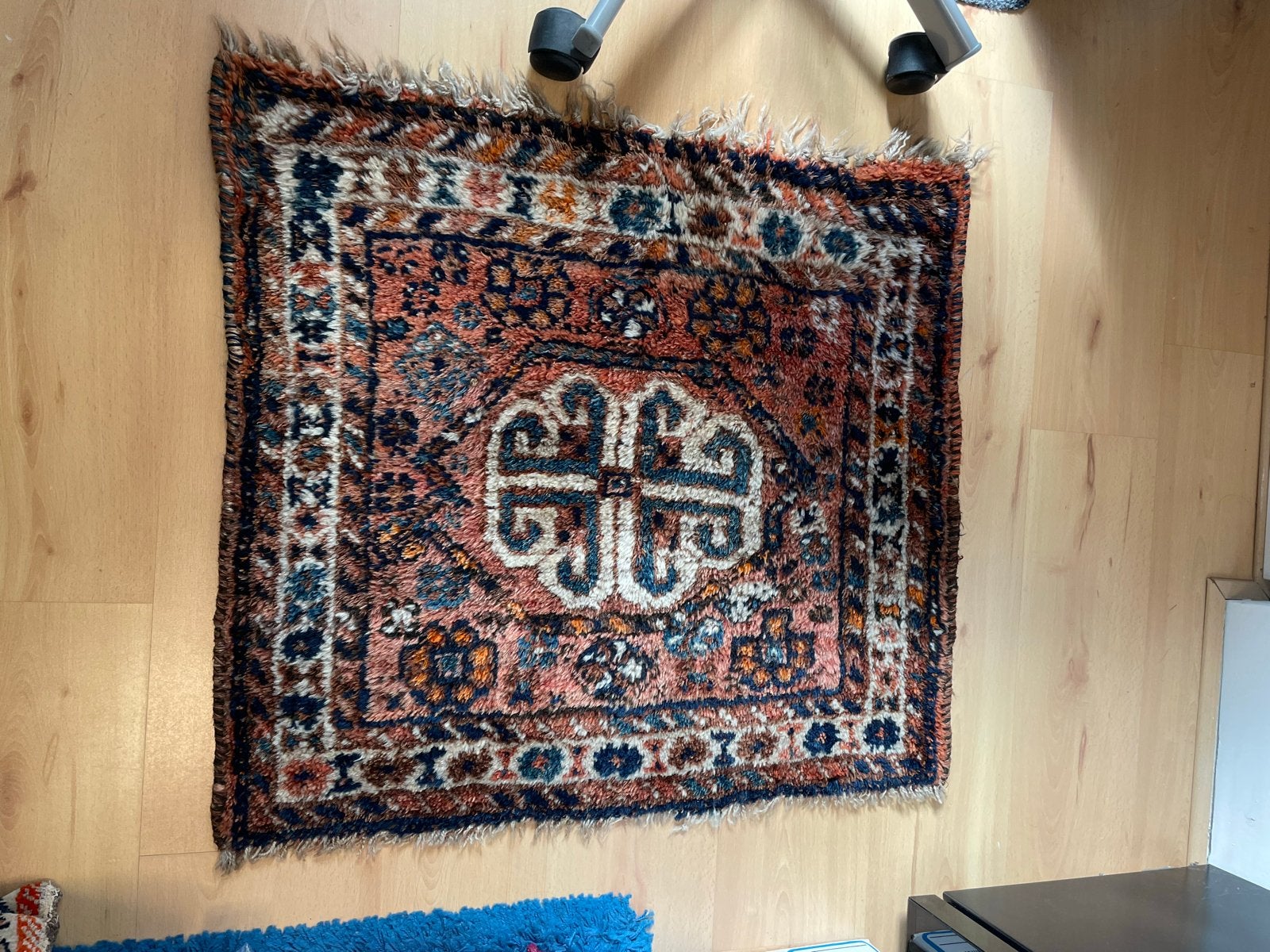 Vintage Perzisch Vloer/Wandkleed (76x70cm), Ophalen, Gebruikt, 50 tot 100 cm, Perzisch