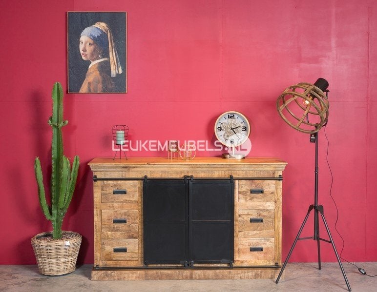 Mangohouten dressoir Emma, leverbaar in meerdere maten., Overige houtsoorten, 150 tot 200 cm, Ophalen of Verzenden, Industriëel