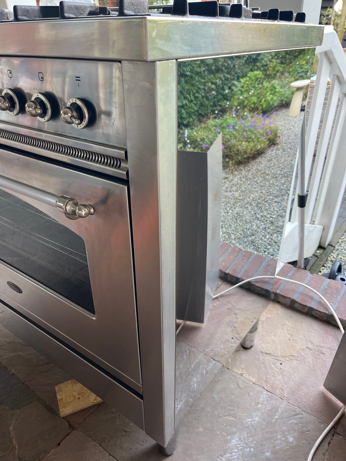 Boretti gasfornuis met oven, 90 cm breed, verstelbare poten, Ophalen, Gebruikt, 60 cm of meer, Grill