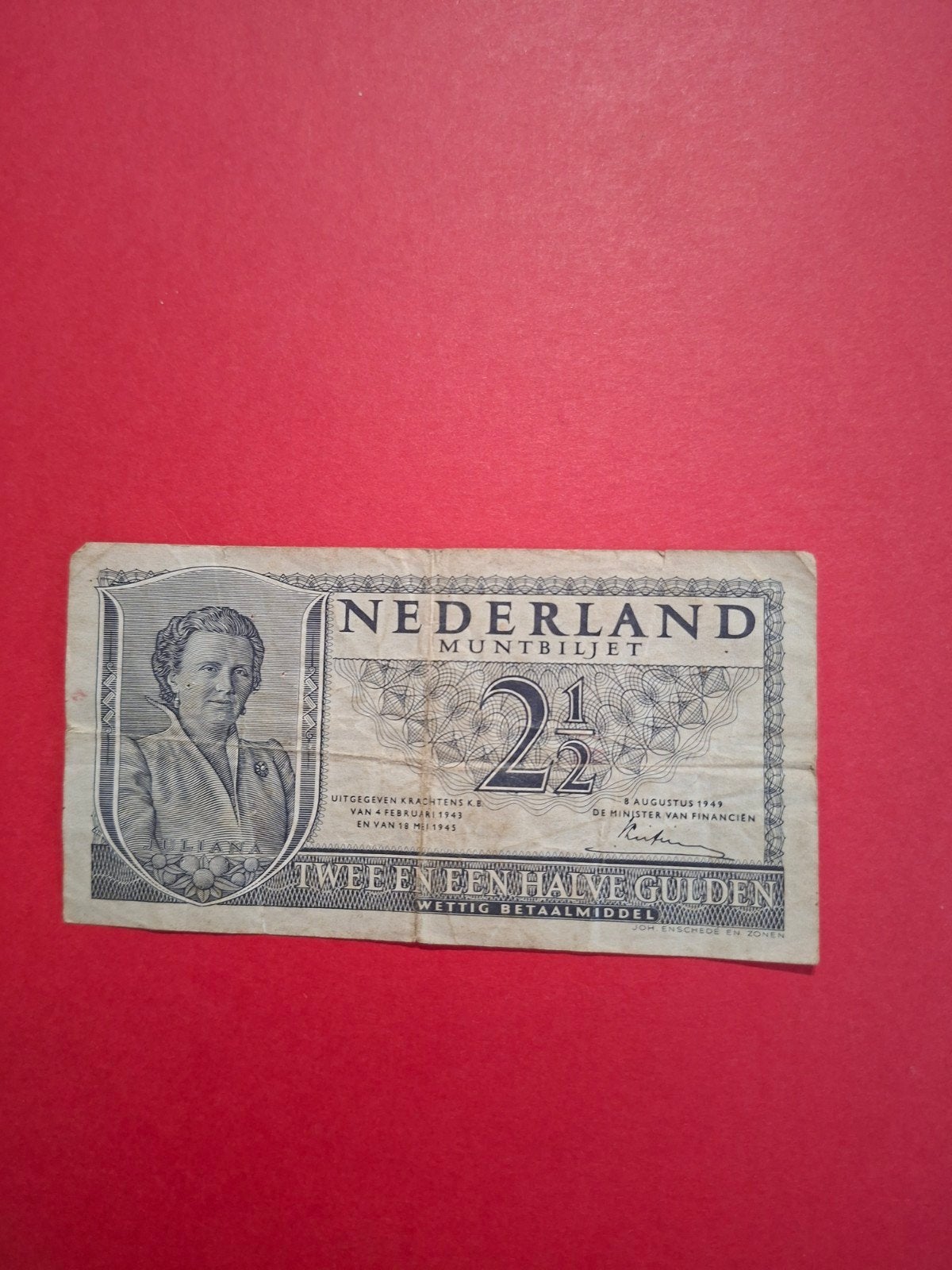2,5 gulden Juliana uit 1949 in ZF, Ophalen of Verzenden, 2½ gulden, Los biljet