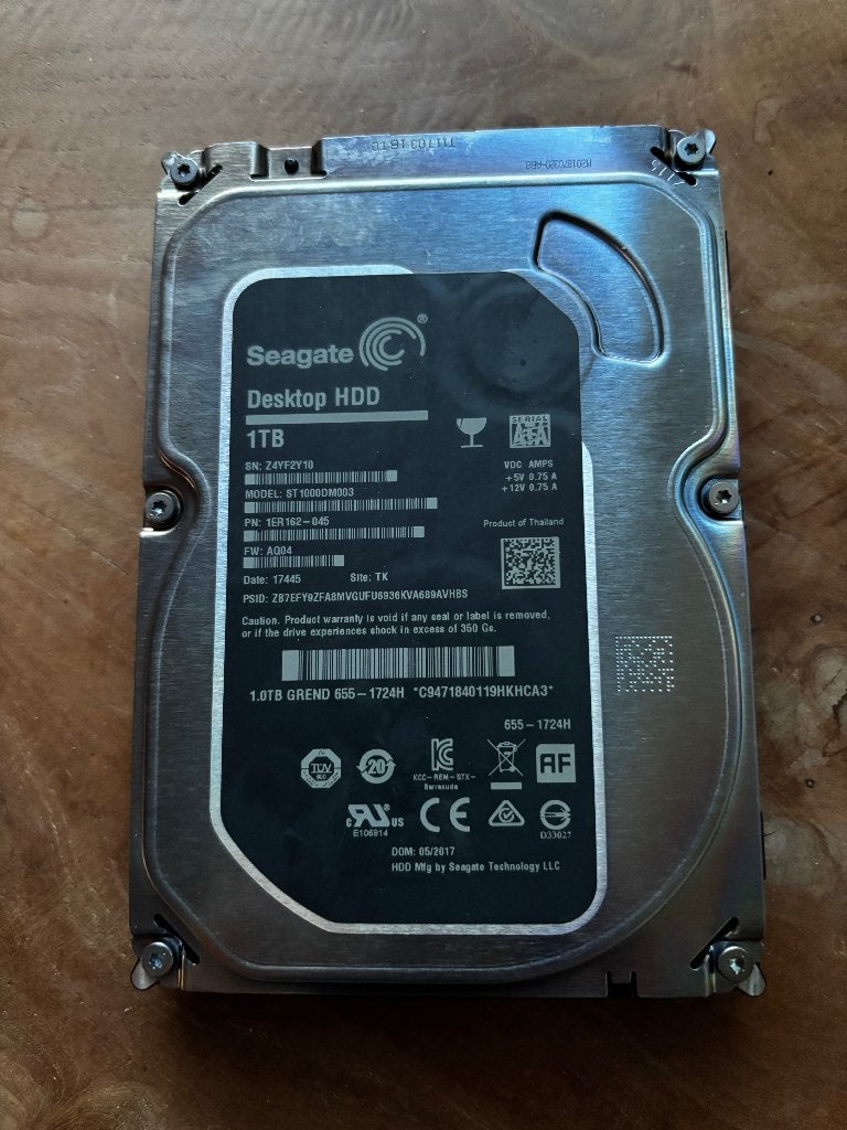 Seagate 1TB harddisk afkomstig uit een Apple iMac, Computers en Software, Harde schijven, Ophalen, Intern, Zo goed als nieuw, Desktop