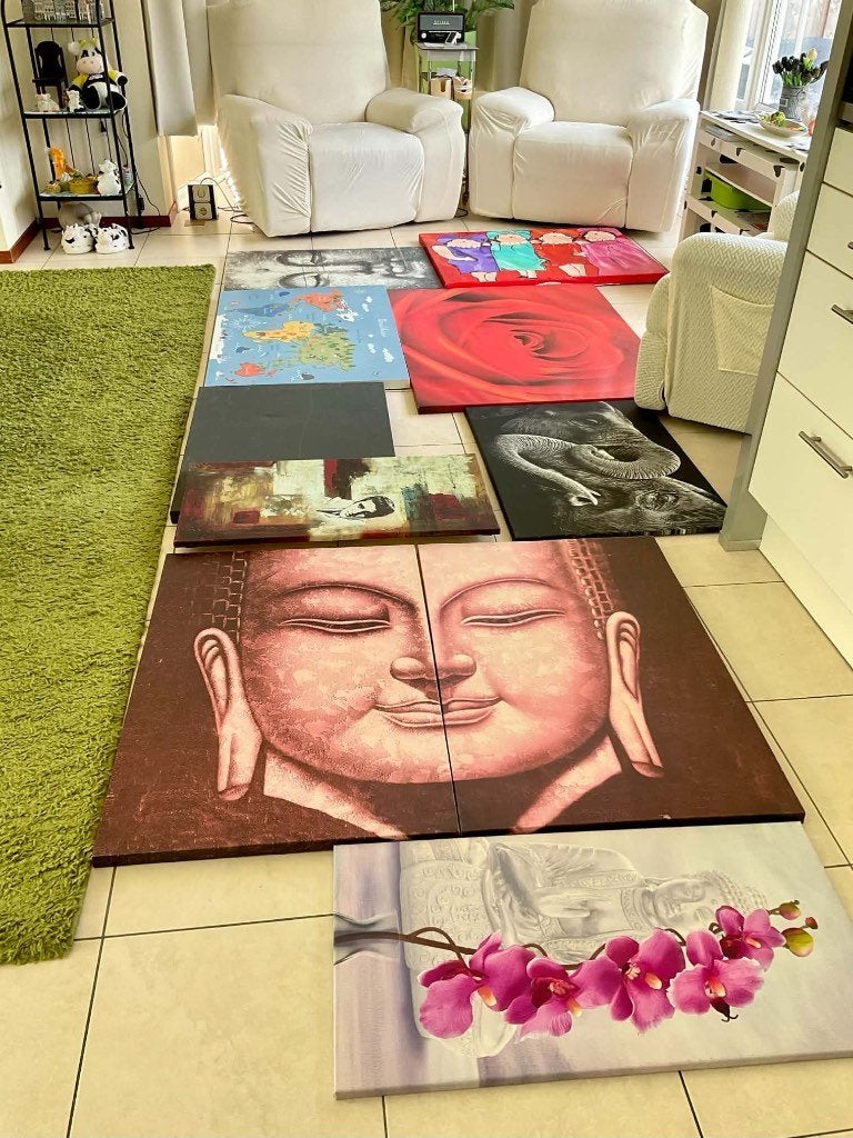 Complete set canvas prints – Buddha, olifant e.a., Ophalen, 50 – 75, Gebruikt, Print