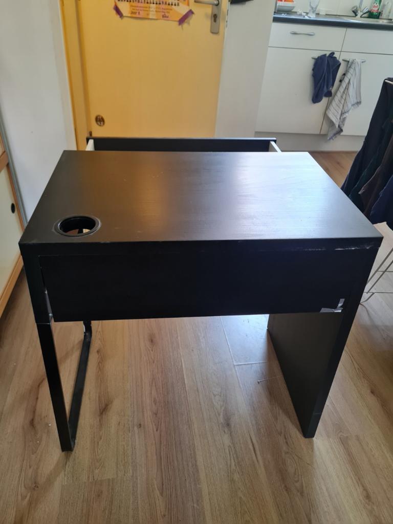 IKEA MICKE Bureau Zwartbruin 73x50 cm met lade, Ophalen, Gebruikt, Spaanplaat of MDF, IKEA
