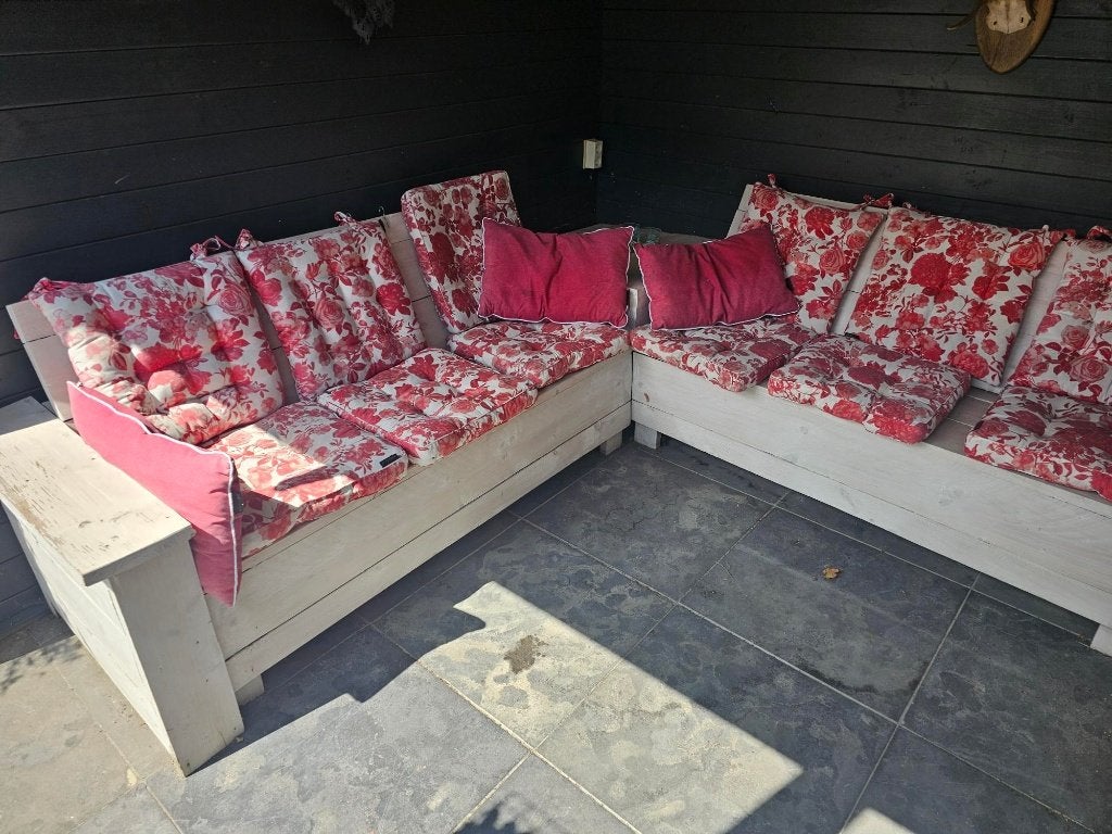tuinhoek bank steigerhout, Ophalen, Gebruikt, 6 zitplaatsen, Bank