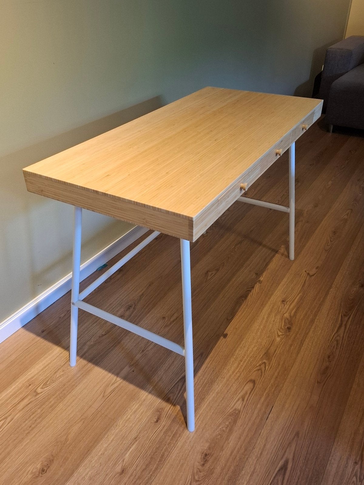Bureau IKEA Lillåsen bamboe wit, Ophalen, Scandinavisch, Met lades, IKEA