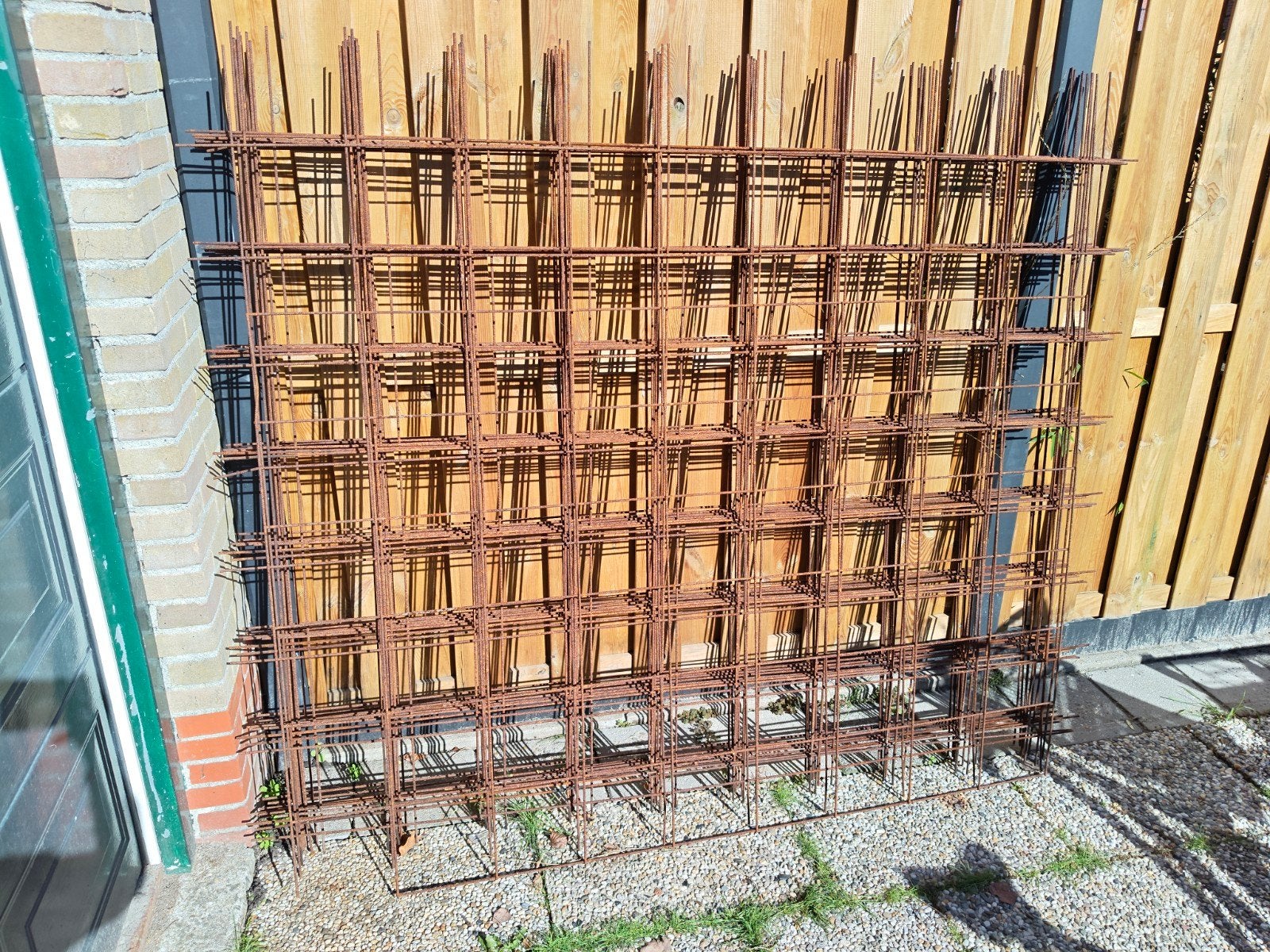 11 Bouwstaalmatten 180x170cm, mazen 20x20cm, Ophalen, Gebruikt, IJzer