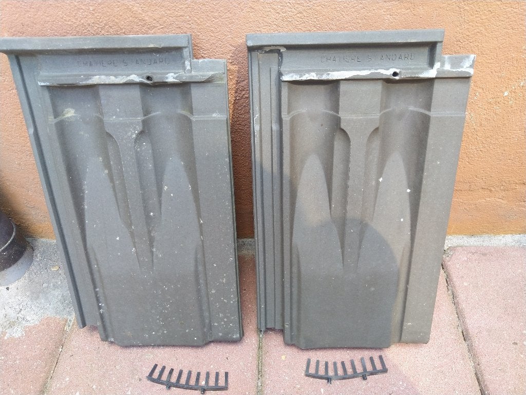 dakpan vlakke mulden ventilatie dakpannen 2 stuks, Doe-het-zelf en Verbouw, Dakpannen en Dakbedekking, Ophalen, Gebruikt, Steen of Klei