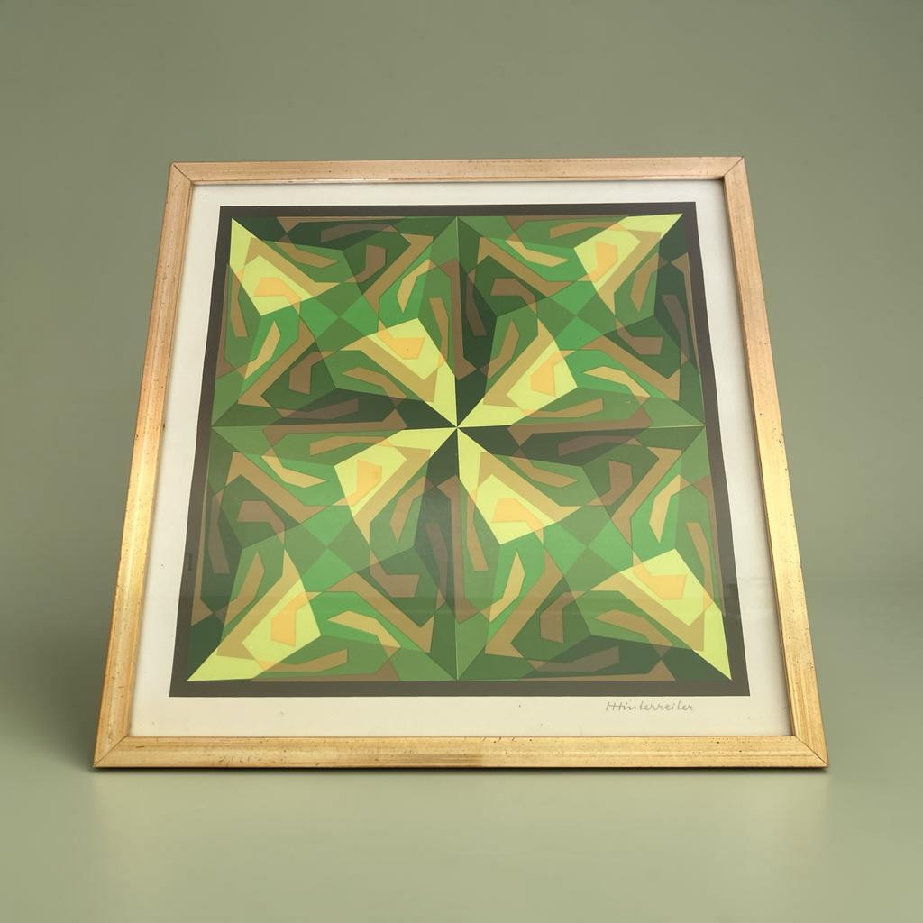 Hans Hinterreiter kleuren zeefdruk, 33x33 cm, gesigneerd, Antiek en Kunst, Ophalen