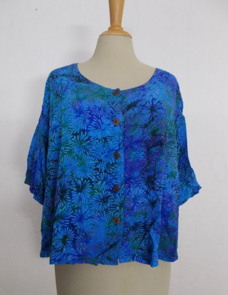 Mooie blauwe print top/tuniek van Normal Crazy! XL, Verzenden, Zo goed als nieuw, Maat 46/48 (XL) of groter, Blauw