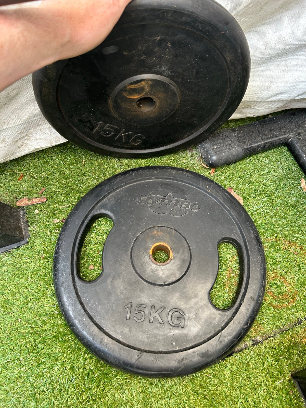 Halterstang met opbergrek voor gewichtschijven en dumbbells, Sport en Fitness, Fitnessmaterialen, Gebruikt, Halterschijven, Ophalen