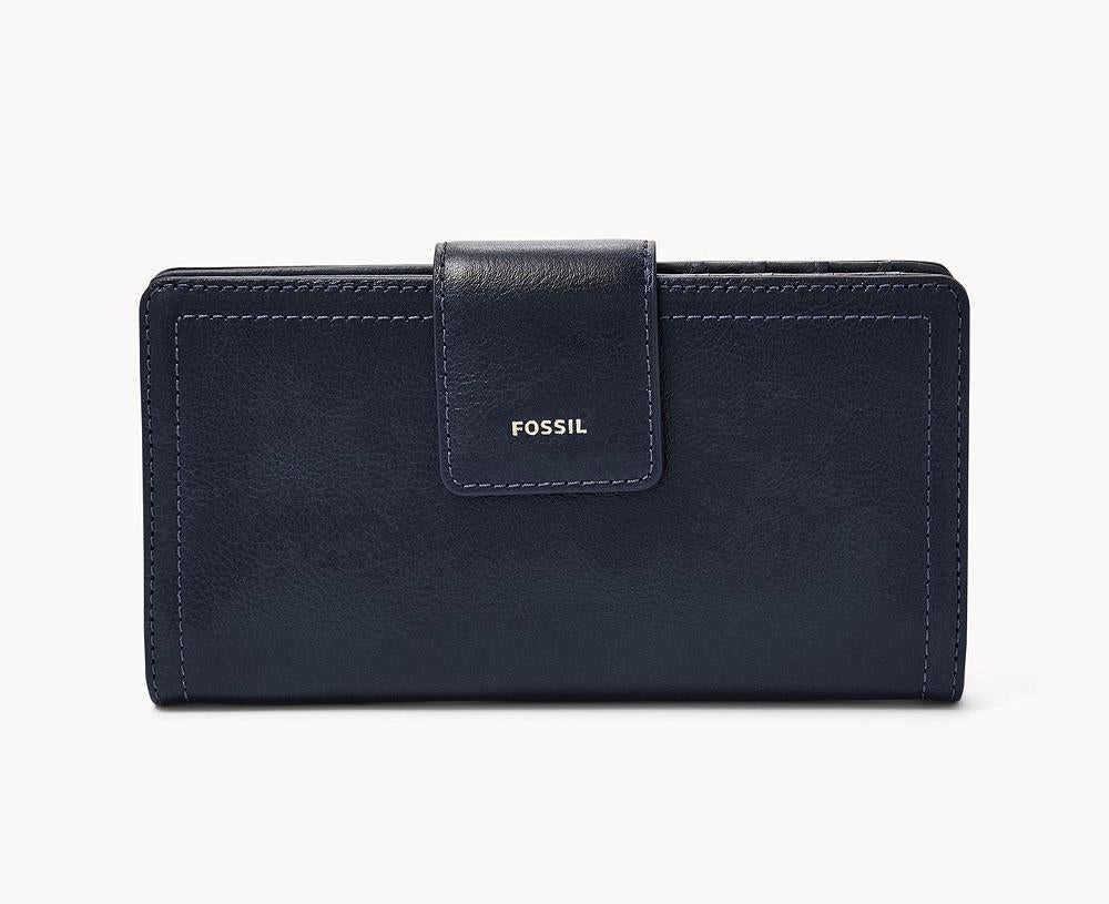 NIEUW: Fossil portemonnee - donkerblauw leer, Overige merken, Nieuw, Leer, Verzenden