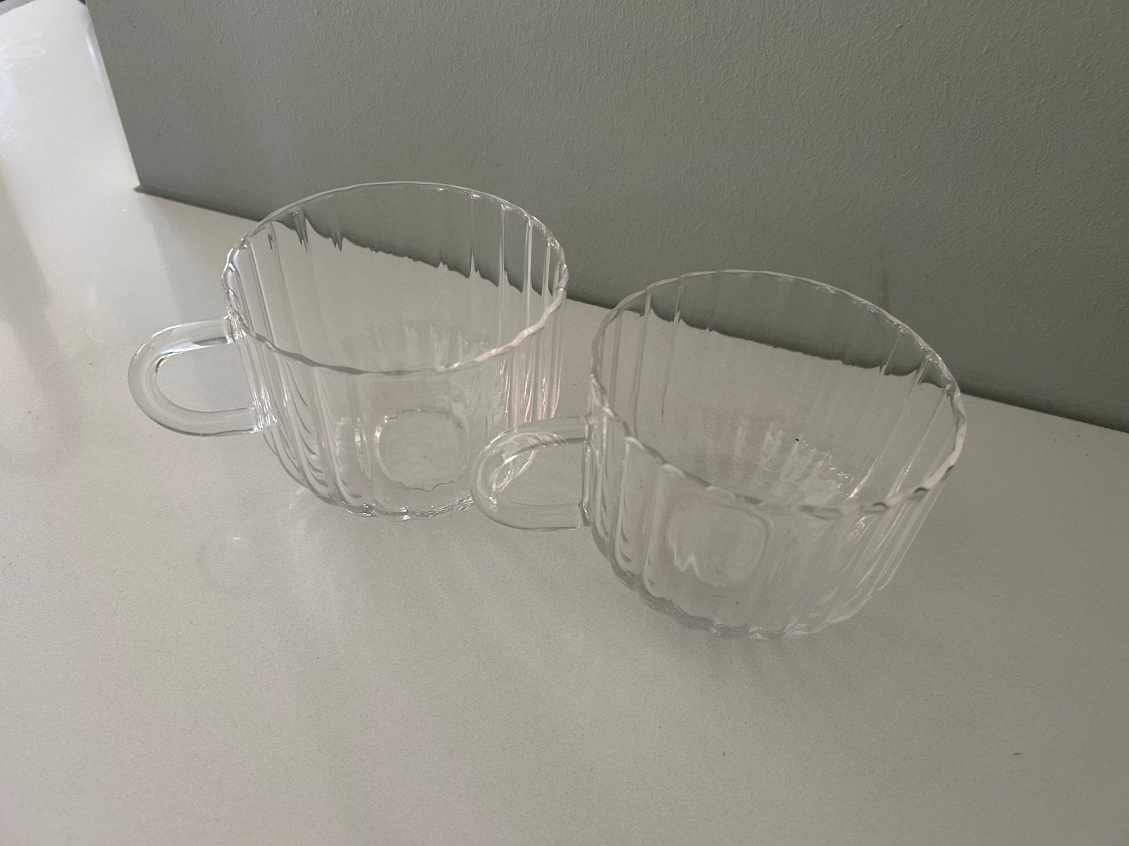 Glazen ribbel mokken, Ophalen, Glas of Glazen, Gebruikt, Glas