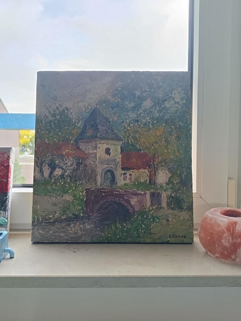 Schilderij: Oude Toren met Brug - Impressie, Ophalen