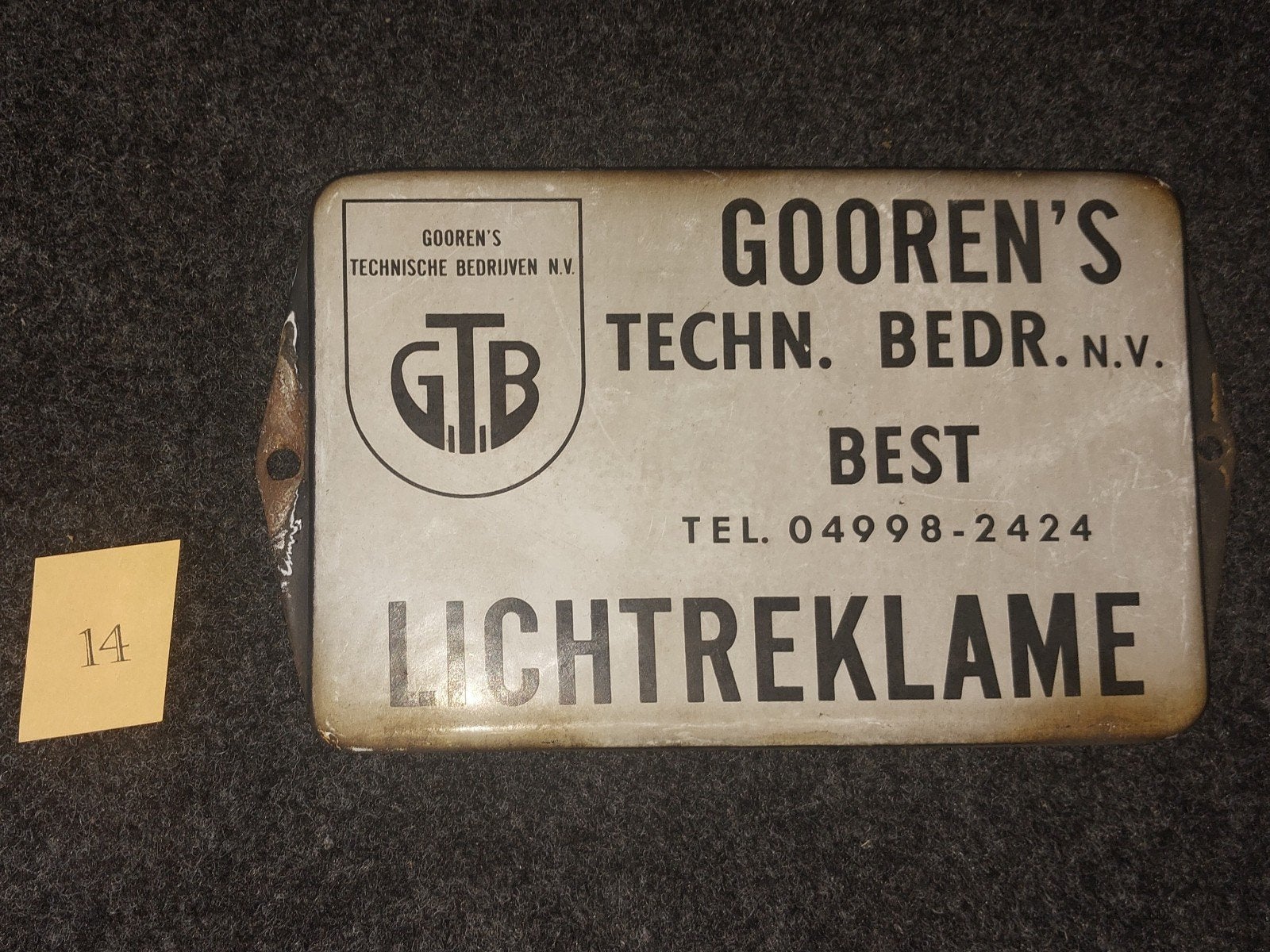 Emaille reclame schildje Gooren's Lichtreclame Best, Ophalen of Verzenden
