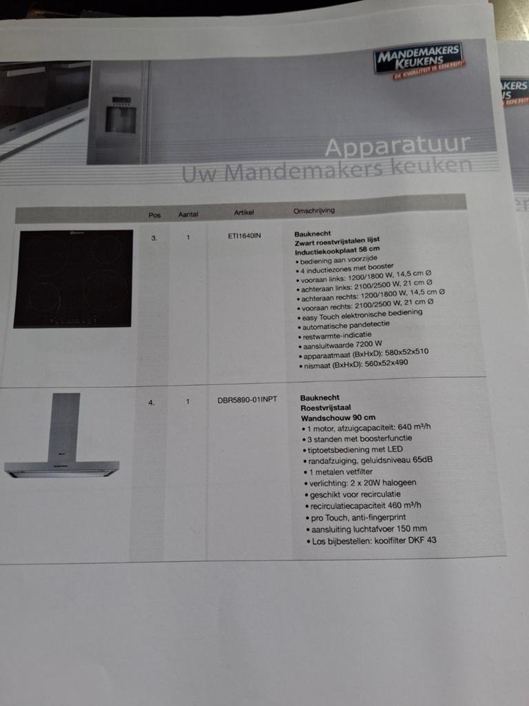 Bauknecht DBR5890-01INPT Roestvrijstalen Afzuigkap, Ophalen, Gebruikt, Wandschouwkap, Motor