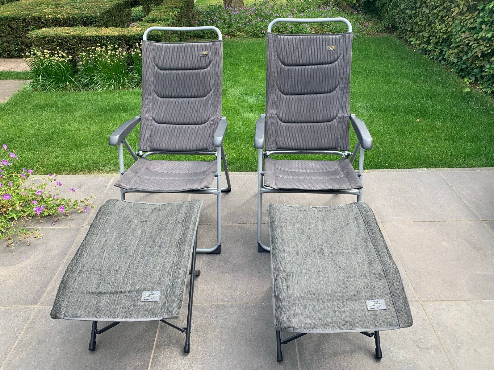 2 Campingstoelen Safarica met voetensteunen Bardani, Ophalen, Gebruikt, Campingstoel
