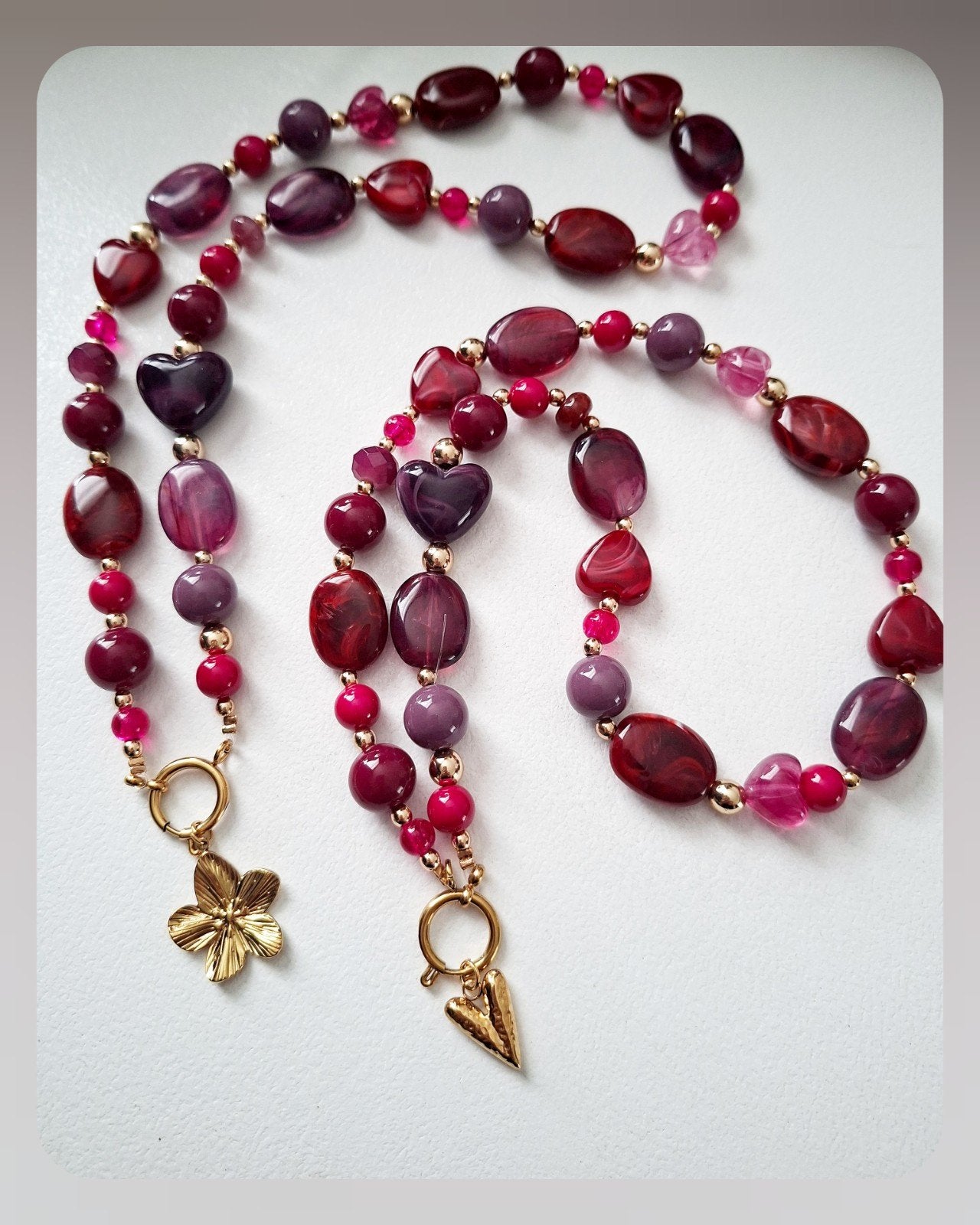 Prachtige kettingen met grote sluiting rood fuchsia bordeaux, Sieraden, Tassen en Uiterlijk, Nieuw, Ophalen of Verzenden, Dtx