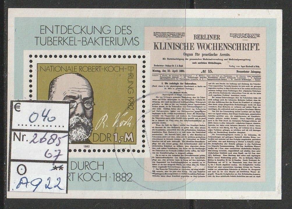 DDR Koch Blok 68 Michel 2685 Nr.A922g, Postzegels en Munten, Verzenden, DDR, Gestempeld
