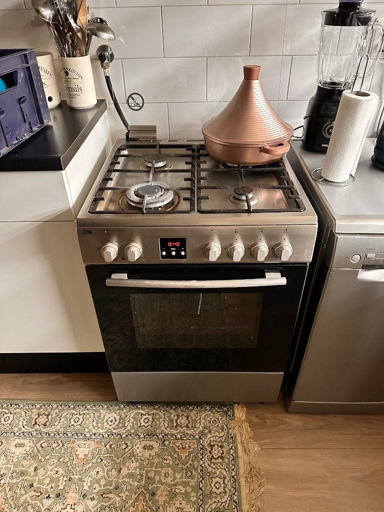 Gasstel met elektrische oven, Ophalen, Gebruikt, 4 kookzones, Gas