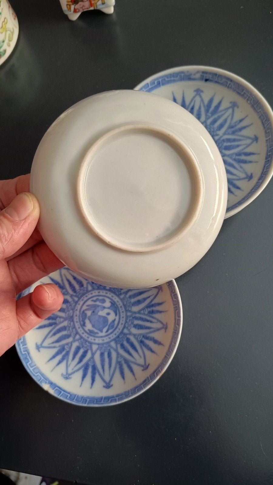 Set van 4 antieke Chinese blauw-witte schoteltjes, Antiek en Kunst, Ophalen of Verzenden