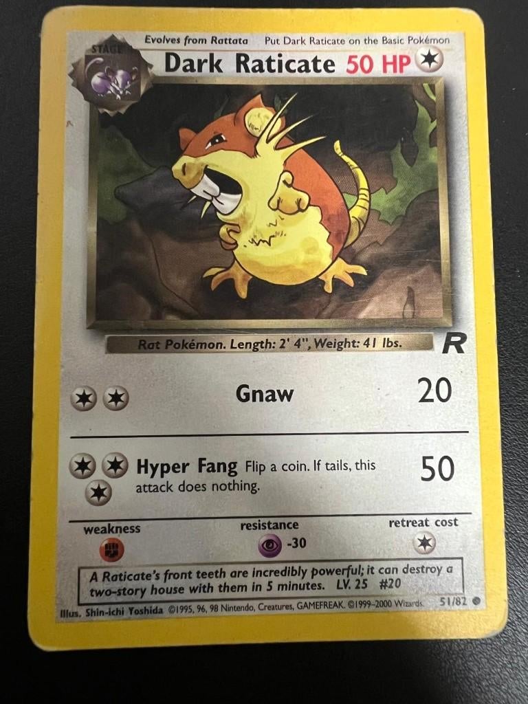 Dark Raticate Team Rocket, Ophalen of Verzenden, Zo goed als nieuw, Losse kaart