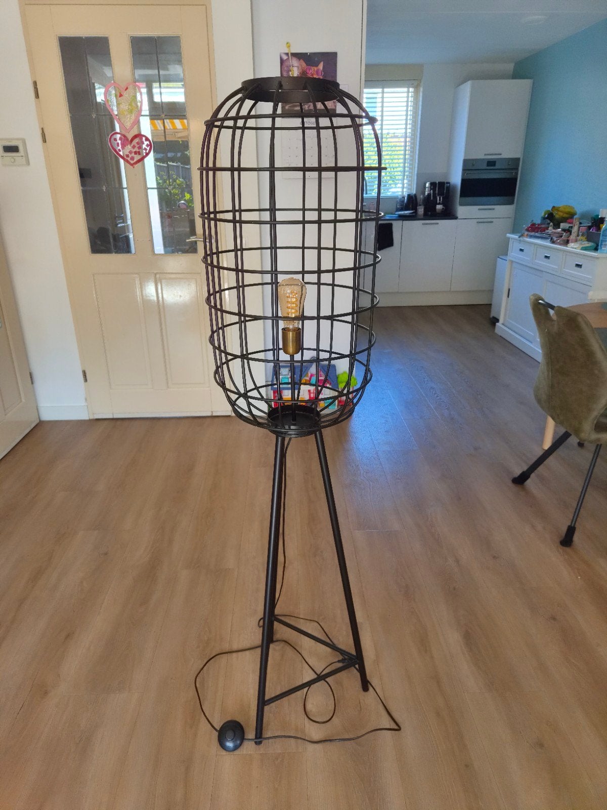 Zwarte staande lamp - 152 cm hoog, 36 cm diameter, Ophalen, Gebruikt, E27 (groot), Metaal