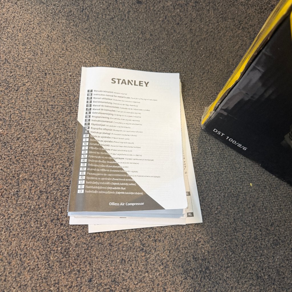 Stanley Silent Air Compressor | DST100| Als nieuw | 405703, Gebruikt, Ophalen of Verzenden, Minder dan 200 liter/min, 6 tot 10 bar