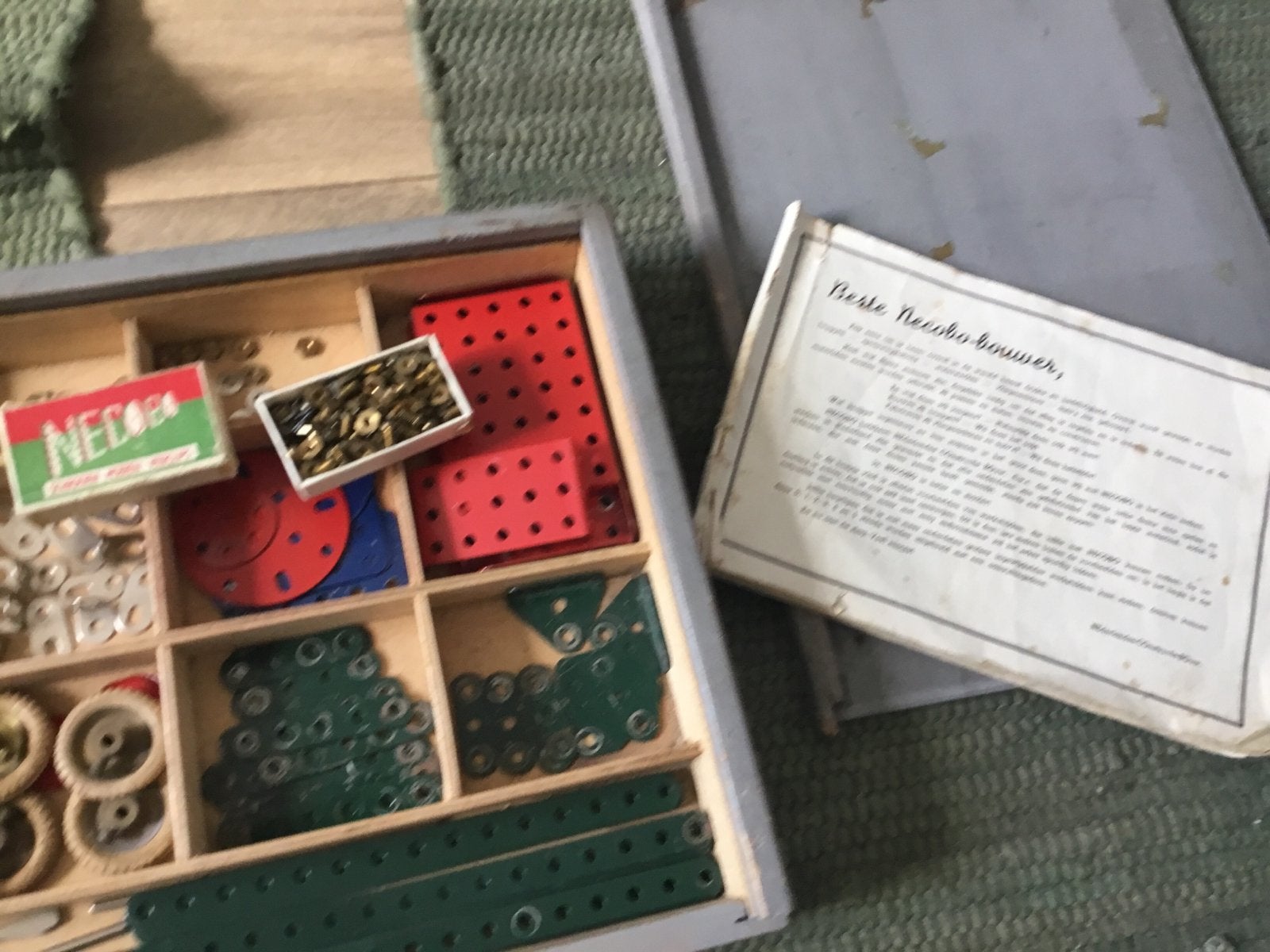 Vintage Necobo Nederlandse meccano set in houten kist, Ophalen of Verzenden