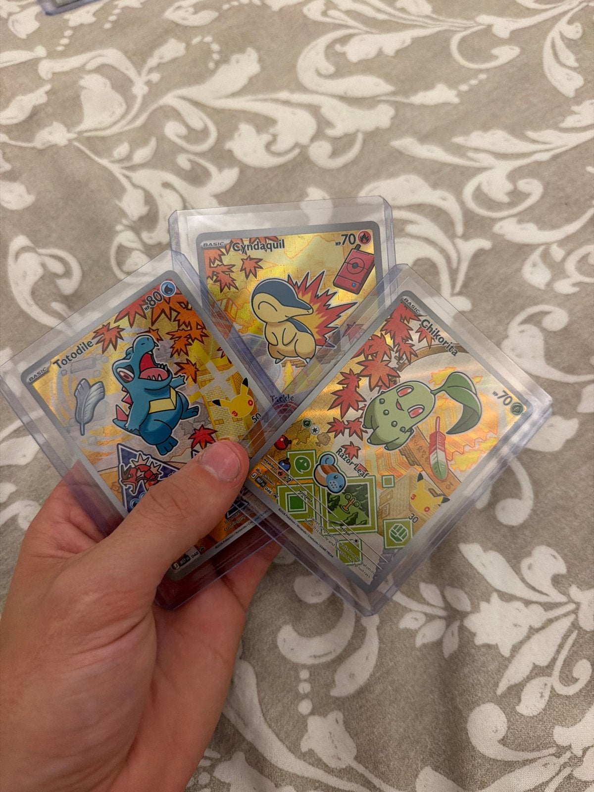Pokémon First Partner Pack Johto (Chikorita, Cyndaquil, Toto, Ophalen of Verzenden, Zo goed als nieuw, Meerdere kaarten, Foil