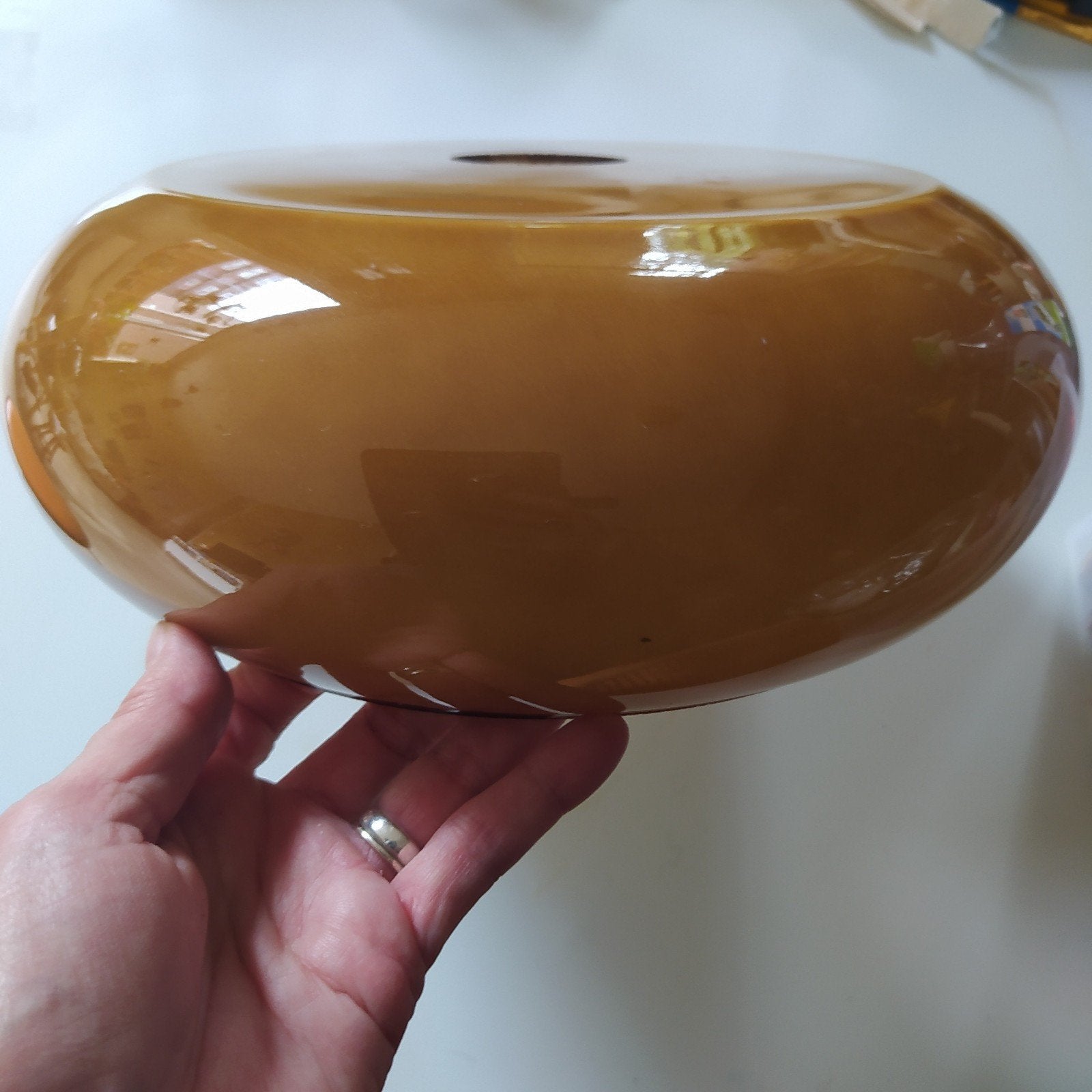 Glazen hanglamp retro, Ophalen, Zo goed als nieuw, Glas, Retro