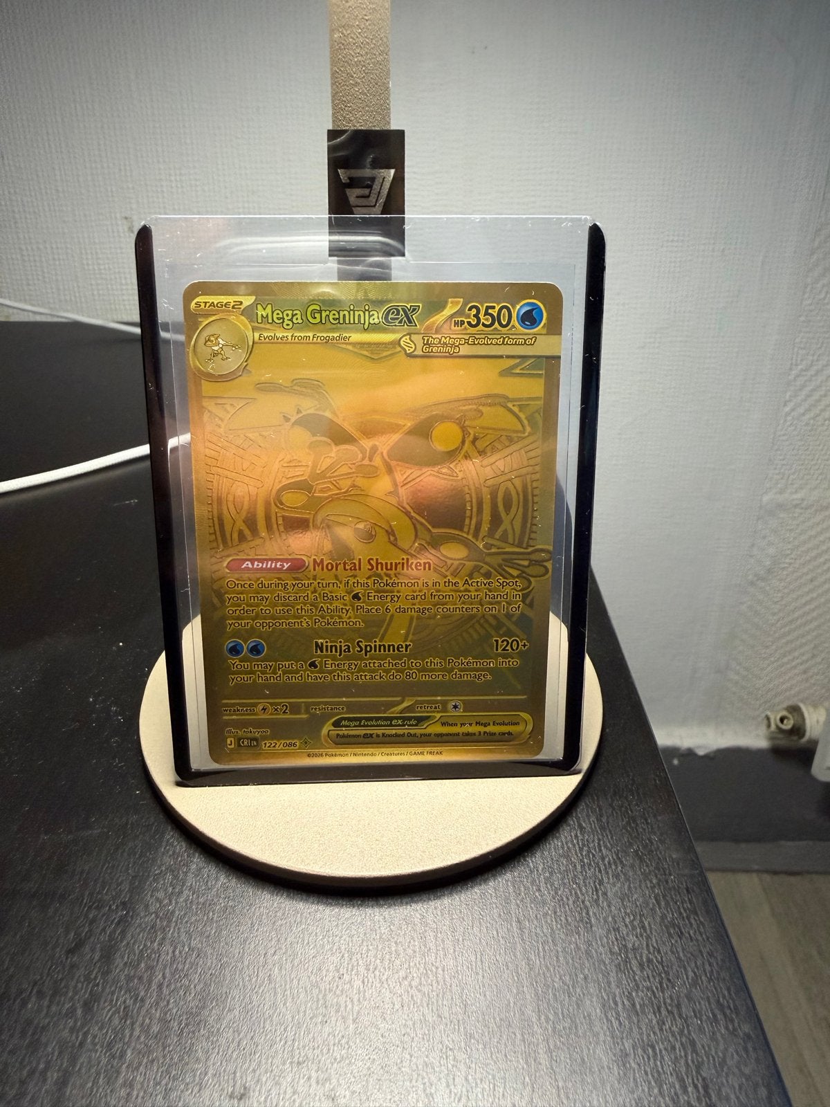 Mega Greninja EX Pokémon kaart - Gouden editie, Ophalen of Verzenden, Zo goed als nieuw, Losse kaart