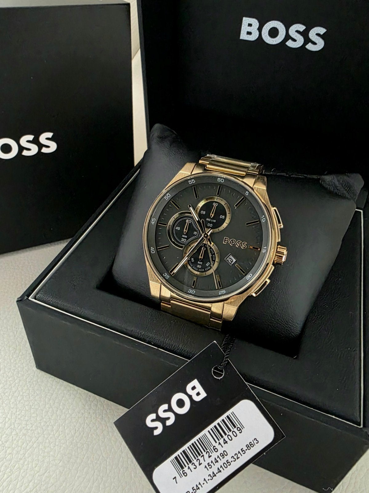 HUGO BOSS HB1514190 ORIGINELE chronograaf herenhorloge NIEUW, Overige merken, Staal, Staal, Polshorloge