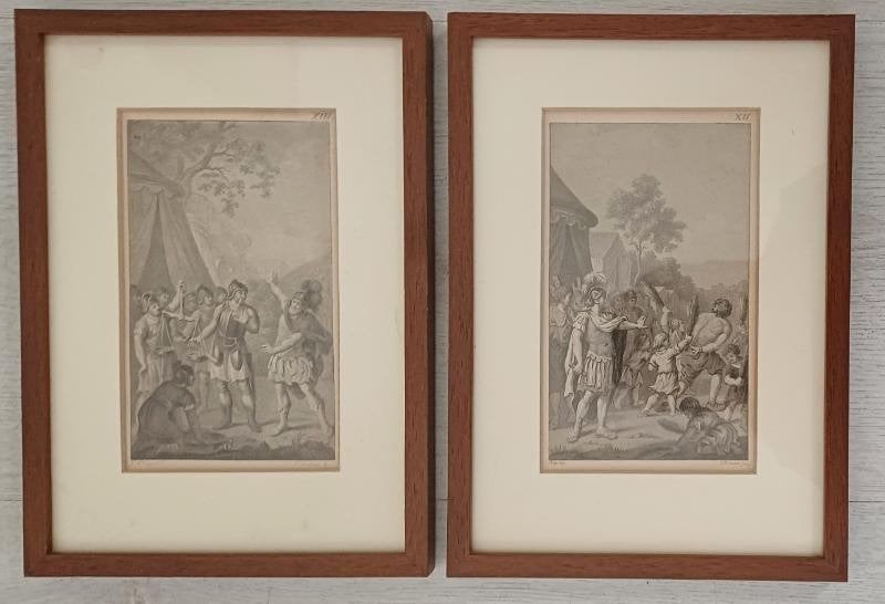 2 schilderijtjes eiken lijstjes,een met XII en de ander XIII, Antiek en Kunst, Ophalen of Verzenden