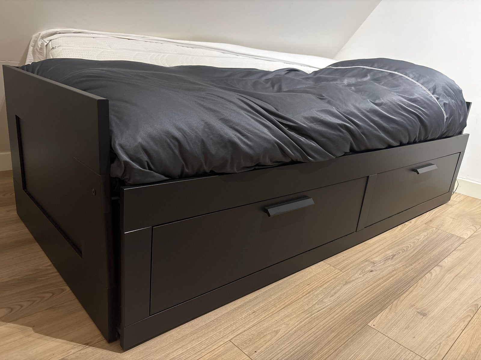 IKEA Brimnes Bedbank met 2 lades - Zwart, Ophalen, Gebruikt, Eenpersoons, Zwart